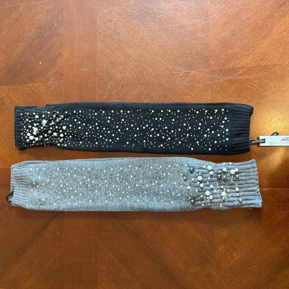Coco + Carmen Pearl Rhinestone Arm Warmers‎ Fingerless Gloves Knit Y2K Preppy 2